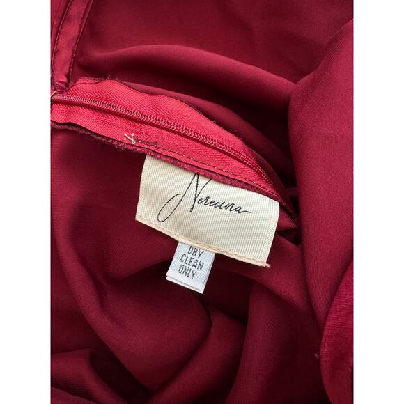 Nerecina Luxe Red Satin Caftan Jumpsuit - Plus Size Elegance in 3X-4X - Picture 6 of 6